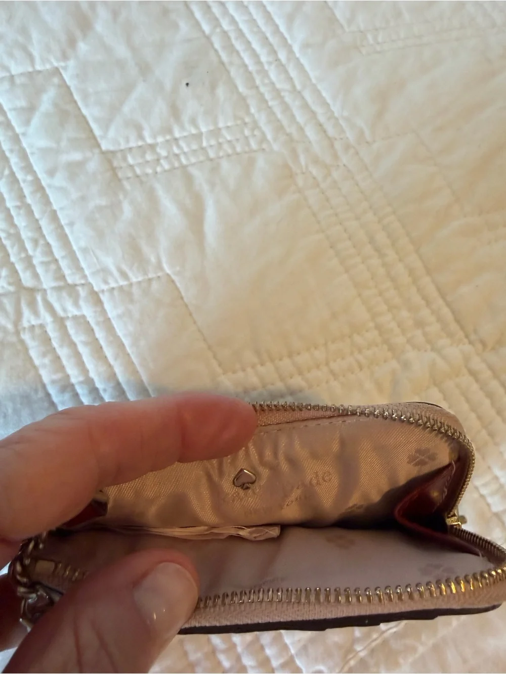 kate spade blush pink leather card holder/coin purse with keyring